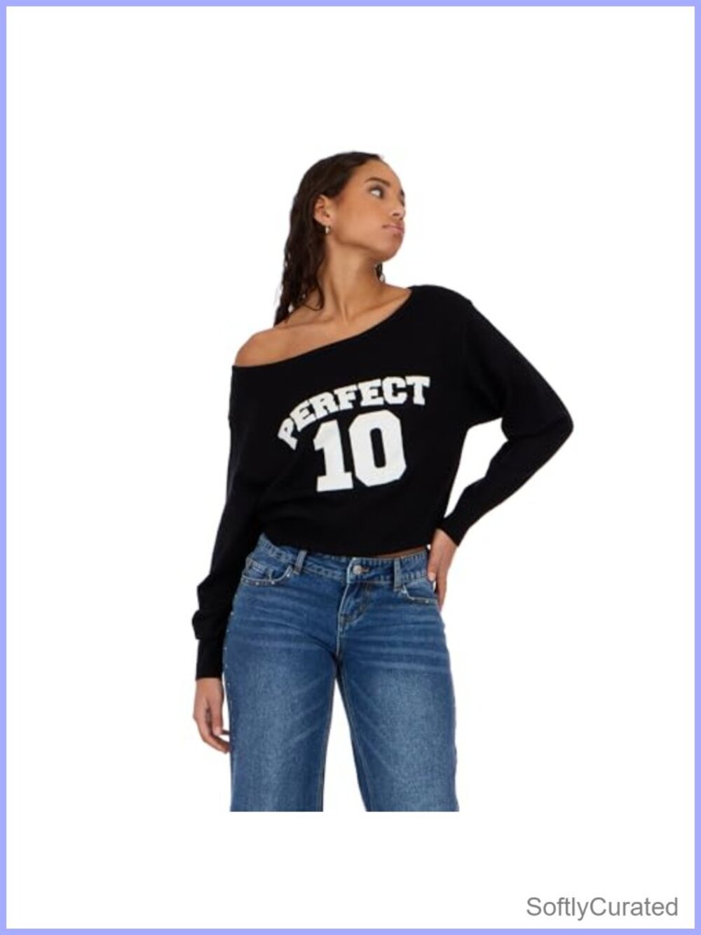 Off Shoulder Slouchy Sweater with High Rib Start Cable Knit Long Sleeve